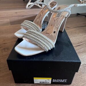 Badgley Mischka Beaded Cream Heels